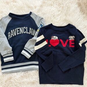 GAP Disney Girls Navy and Universal Studios Gray Ravenclaw Sweatshirts